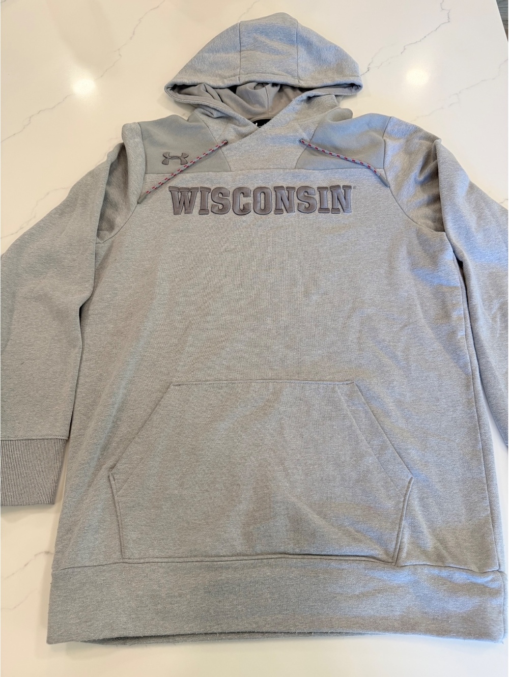 Under Armour Wisconsin Badgers Fleece Hoodie Gray Size Medium